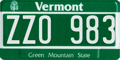 VT license plate ZZO983