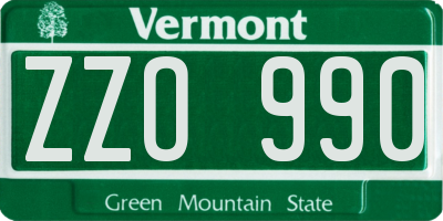 VT license plate ZZO990