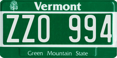 VT license plate ZZO994
