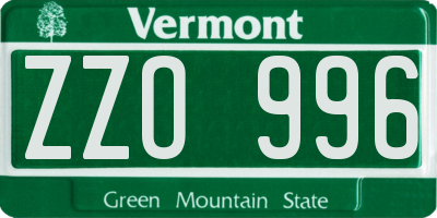 VT license plate ZZO996