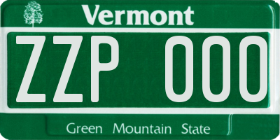 VT license plate ZZP000