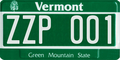 VT license plate ZZP001