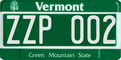 VT license plate ZZP002