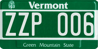 VT license plate ZZP006