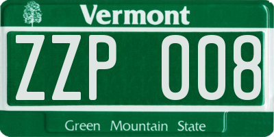 VT license plate ZZP008