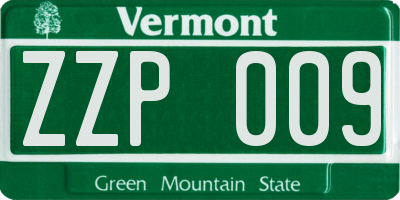 VT license plate ZZP009