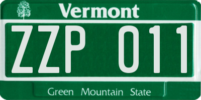 VT license plate ZZP011
