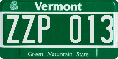 VT license plate ZZP013