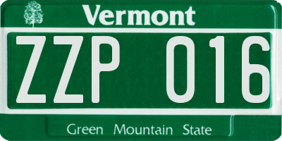 VT license plate ZZP016