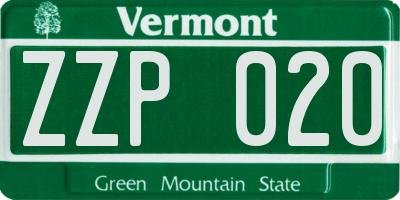 VT license plate ZZP020