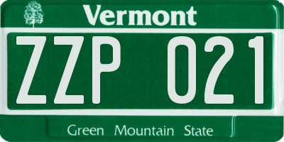 VT license plate ZZP021