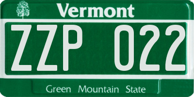 VT license plate ZZP022
