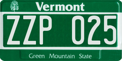 VT license plate ZZP025