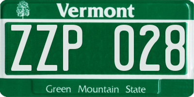 VT license plate ZZP028