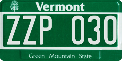 VT license plate ZZP030