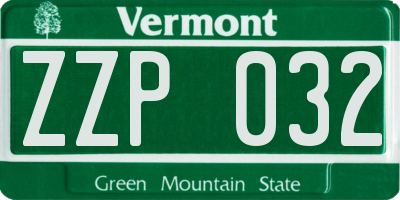 VT license plate ZZP032