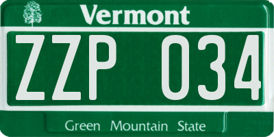 VT license plate ZZP034