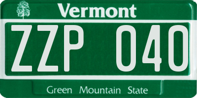 VT license plate ZZP040