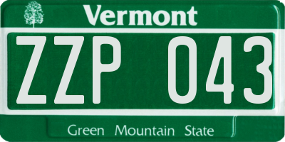 VT license plate ZZP043