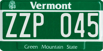 VT license plate ZZP045