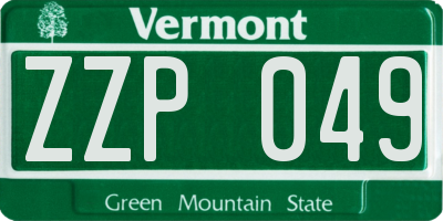 VT license plate ZZP049