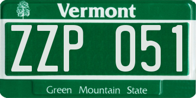VT license plate ZZP051