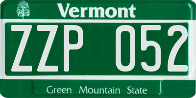 VT license plate ZZP052