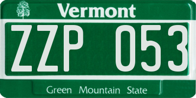 VT license plate ZZP053