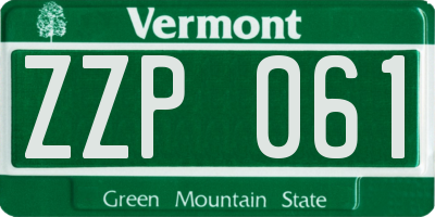 VT license plate ZZP061