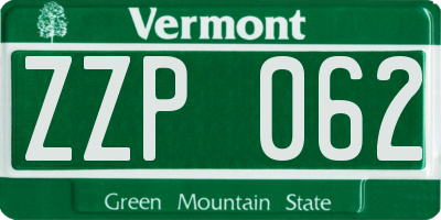 VT license plate ZZP062