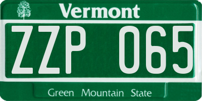 VT license plate ZZP065