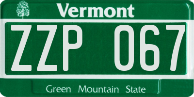 VT license plate ZZP067