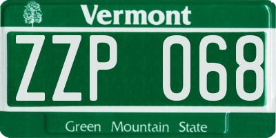 VT license plate ZZP068
