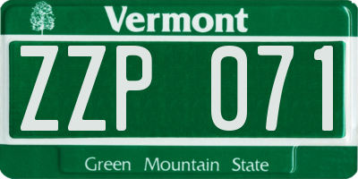 VT license plate ZZP071