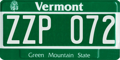 VT license plate ZZP072