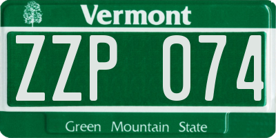 VT license plate ZZP074