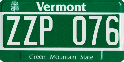 VT license plate ZZP076