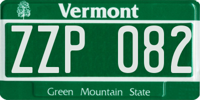 VT license plate ZZP082