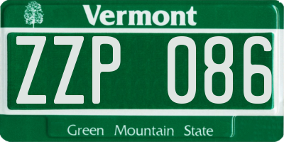 VT license plate ZZP086