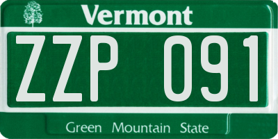 VT license plate ZZP091