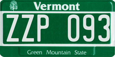 VT license plate ZZP093