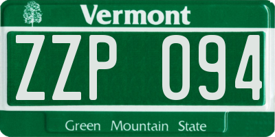 VT license plate ZZP094