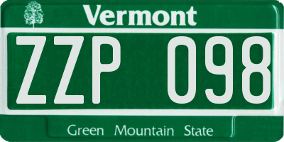 VT license plate ZZP098
