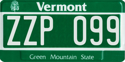VT license plate ZZP099