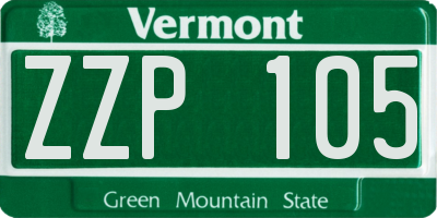 VT license plate ZZP105