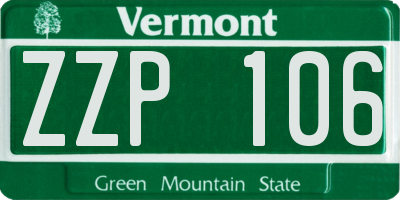 VT license plate ZZP106