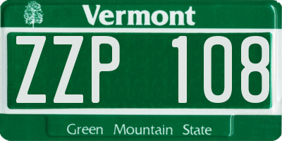 VT license plate ZZP108