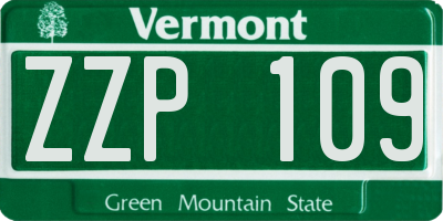 VT license plate ZZP109