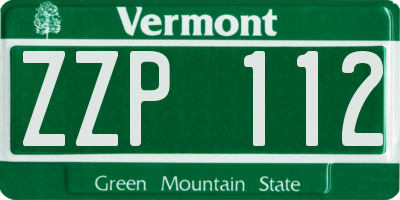 VT license plate ZZP112