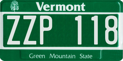 VT license plate ZZP118